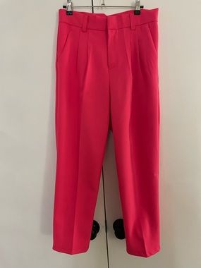 Vintage Hot Pink High-Waisted Pleated Trousers